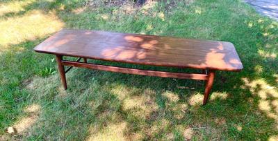 Sale Photo Thumbnail #23: Mid Century walnut surfboard coffee table