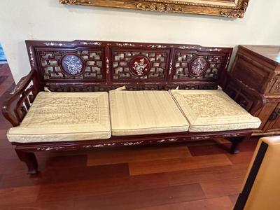 Rosewood sofa with mother of pearl inlay