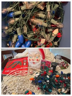Vintage Santa Head, Lights & More