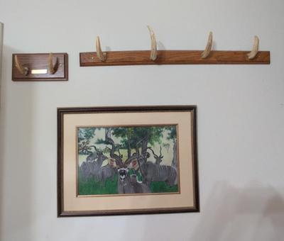 Warthog Tusks Hat Racks & Kudu Painting