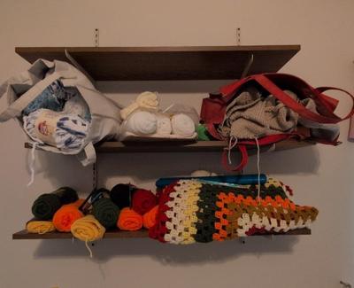 2 Shelves Of Yarn & Projects