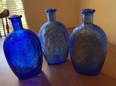 Colbalt pressed bottles with patriot design