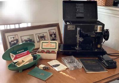 Singer sewing machine and extras
