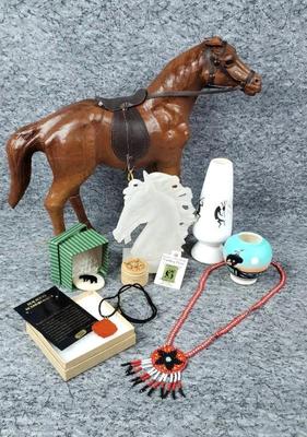 Southwestern artisan gifts kokopelli, pottery, jewelry, horse