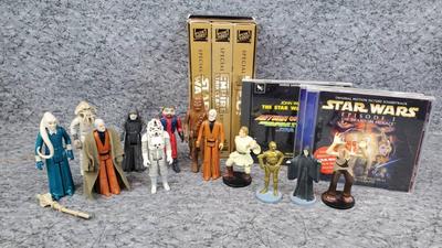 Star wars vhs set action figures, cds