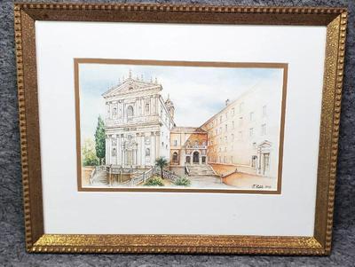 J puliti lithograph print italian church and architecture