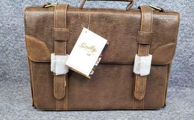 Scully leather aero squadron aviator briefcase satchel new