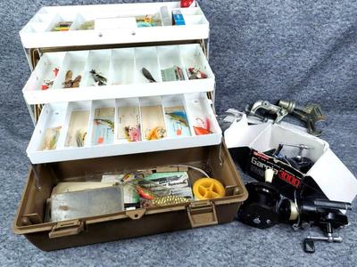 Loaded tackle box and reels