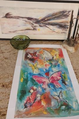 VINTAGE TED DE GRAZIA ROAD RUNNER FRAMED PRINT 