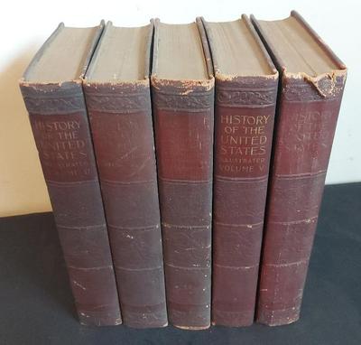 VINTAGE HISTORY OF THE UNITED STATES ILLUSTRATED LEATHER BOOKS VOLUME II-VI