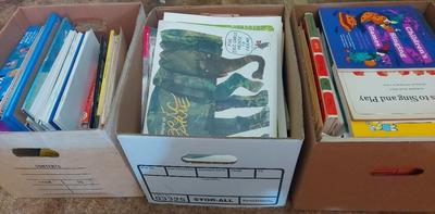 MYSTERY LOT OF VINTAGE AND MODERN CHILDRENS BOOKS AND LEARNING SUPPLIES 