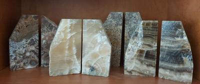 FOUR PAIRS OF UNIQUE ROCK BOOK ENDS 