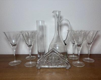 Matching Floral Etched Glasses & Pitcher