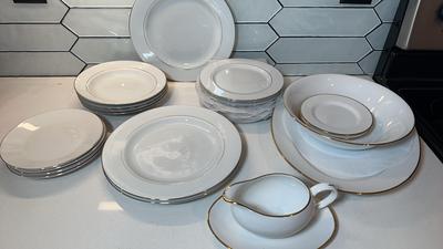 Pier 1 & Signature Gold Trim Dinnerware 