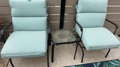 Springy Patio Chairs & Small Side Table