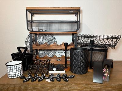 Black & White Home Decor Candleholders, Metal Storage Baskets & Wall Decor