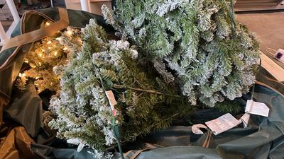 Flocked 7ft Christmas Tree With Lights