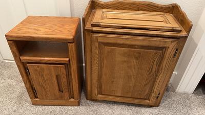 Oak Open Top Cabinet & Side Table
