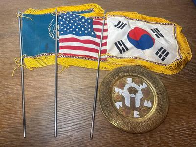 3 Vintage Car Banner Flags W/Poles 