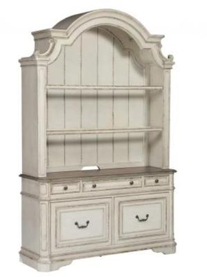 Liberty Magnolia Manor Credenza with Hutch in Antique White