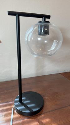 Frazier Glass Globe Black Table Lamp