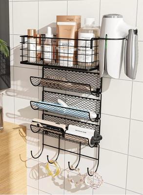 NIB Wall Mounted Hair Dryer Rack, Black Basket & Conair Double Ceramic Triple Barrel Hair Waver