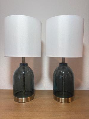 Pair of Adorable Green Glass Lamps