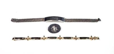Sterling id bracelet mother's birthstone bracelet, monogrammed pin