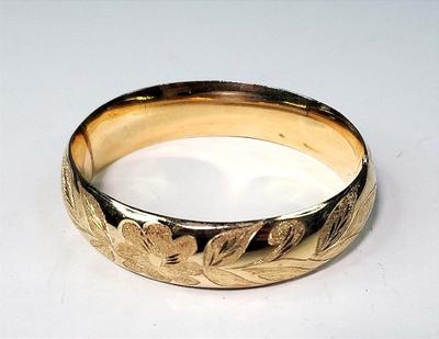 14k flower leaf bangle bracelet