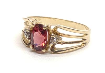 Sale Photo Thumbnail #82: 14K Gold Garnet & Diamond Ring (sz 6)