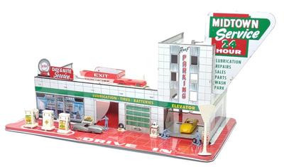Sale Photo Thumbnail #234: Marx Midtown 24 Hour Service Station Tin Toy Set