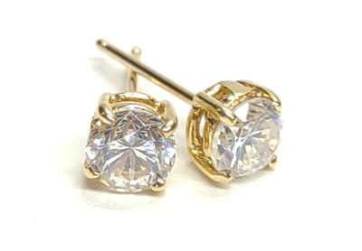 Sale Photo Thumbnail #170: Pair of 14K Gold & Cubic Zirconia Stud Earrings