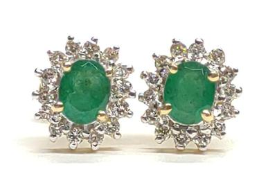 Sale Photo Thumbnail #41: 14K Gold Emerald & Diamond Earrings