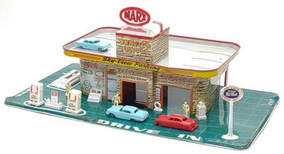 Sale Photo Thumbnail #246: Marx Sky-View Parking Service Station Tin Toy Set