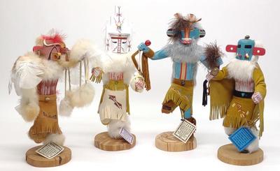 Sale Photo Thumbnail #475: (4) Navajo Native American Kachina Dolls (signed)