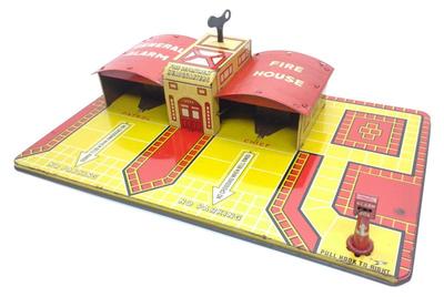 Sale Photo Thumbnail #144: 1930s Marx General Alarm Fire House Tin Toy