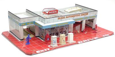 Sale Photo Thumbnail #204: Marx Tin Sears Automotive Service Gas Station Toy