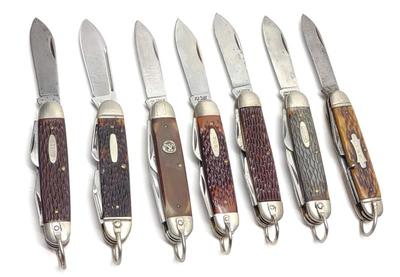 Sale Photo Thumbnail #304: 7 Vtg Folding Knives (Ulster, Ka-Bar, Western...)