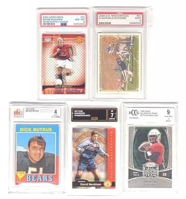 Sale Photo Thumbnail #450: (5) Graded Football & Soccer Trading Cards