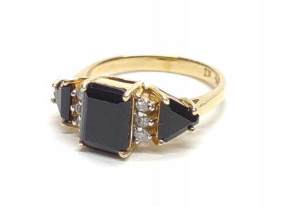Sale Photo Thumbnail #80: 14K Gold Onyx & Diamond Ring (sz 6.25)