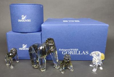 Sale Photo Thumbnail #392: 4 Swarovski Endangered Wildlife Gorillas Figurines