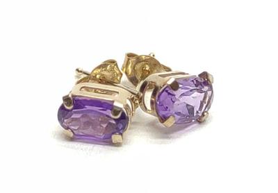 Sale Photo Thumbnail #227: 10K Gold Amethyst Stud Post Earrings