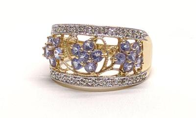 Sale Photo Thumbnail #62: 14K Gold Tanzanite & Diamond Cocktail Ring sz 8.75