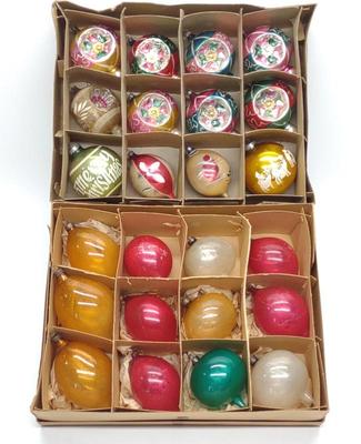 Sale Photo Thumbnail #504: 24 Vintage 4" Teardrop Glass Christmas Ornaments