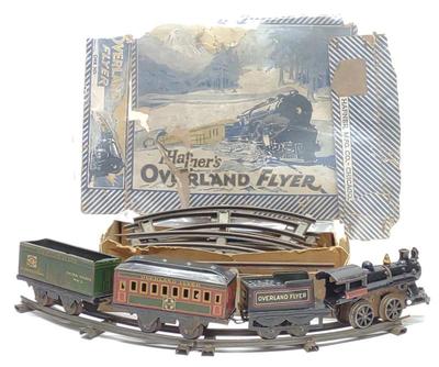 Sale Photo Thumbnail #83: Pre-War Hafner Overland Flyer Toy Train Set w/ Box