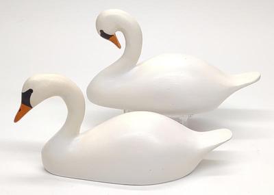 Sale Photo Thumbnail #388: Pr of William Coleman Mating Swan Miniature Decoys