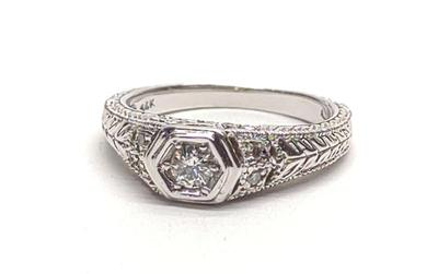 Sale Photo Thumbnail #49: Art Deco 14K White Gold & Diamond Ring (sz 6.5)