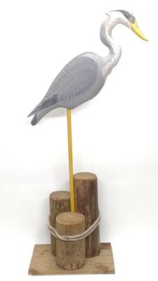 Sale Photo Thumbnail #47: Vernon Bryant Blue Heron on Pilings Carved Bird