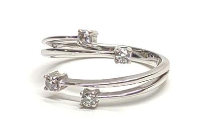 Sale Photo Thumbnail #260: 14K White Gold & CZ Bypass Ring (sz 7)