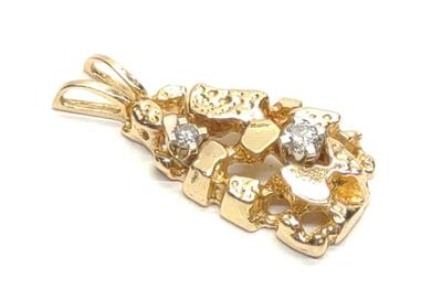 Sale Photo Thumbnail #92: 14K Gold Nugget & Diamond Necklace Pendant